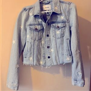 NWOT Pistola Jean  jacket with embroidered stars light wash sz M